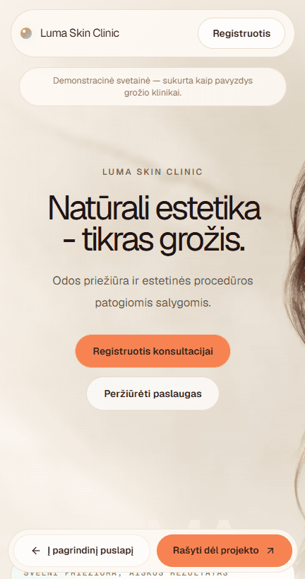Luma Skin Clinic demo mobile screenshot